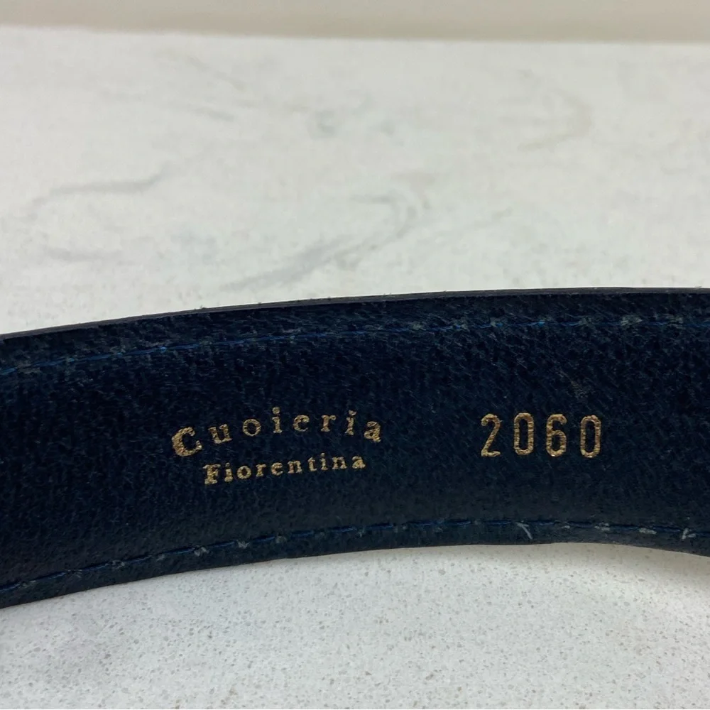 Cuoieria Fiorentina Italian Leather Belt Navy Blue Real Leather Made in Italy